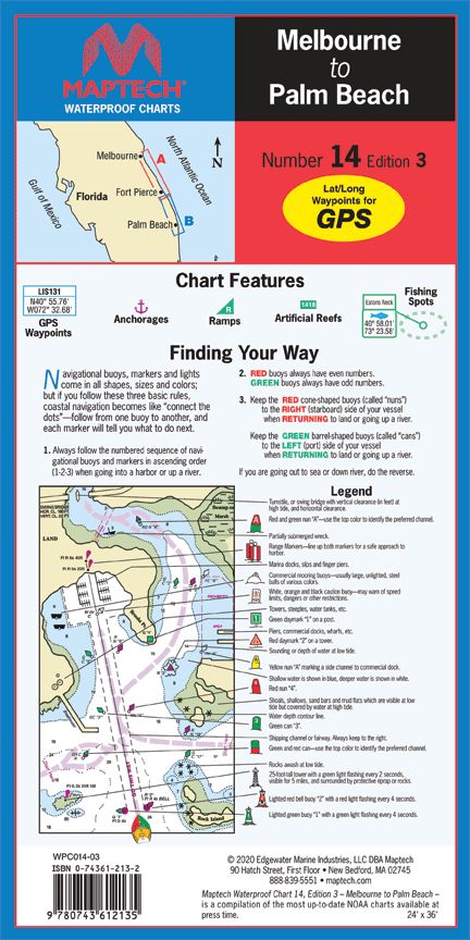 MAPTECH Florida: Melbourne to Palm Beach Waterproof Chart