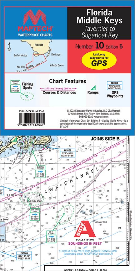 MAPTECH Florida: Middle Keys - Tavernier to Sugarloaf Key Waterproof Chart