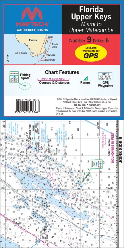 MAPTECH Florida: Upper Keys - Miami to Upper Matecumbe Waterproof Chart