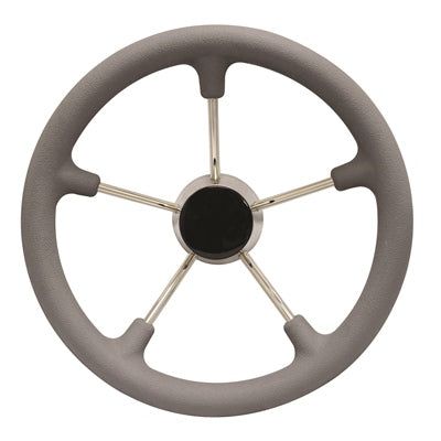 Marpac Stainless Steel Destroyer Black Composite Center Cap Steering Wheel With Gray Foam Foam Grip - 13-1/2 Inch Diameter