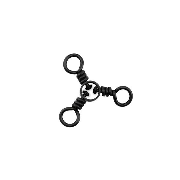 AFW F3W04B-A Brass 3 Way Swivels with Stainless Steel Rings - Black - 50lb., Size 4 (12 Pack)