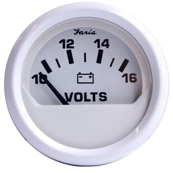Faria Beede Instruments 13120 Voltmeter (10-16V) - Dress White