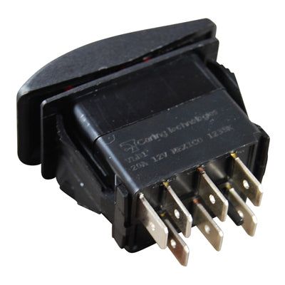 Marpac Contura Rocker Switch - Illuminated - Brass Blade Terminals - Silver Contacts - 3 Position - Mom. On-Off-Momentary On, DPST