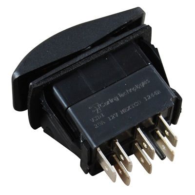 Marpac Contura Rocker Switch - Illuminated - Brass Blade Terminals - Silver Contacts - 3 Position - On-Off-On, DPDT