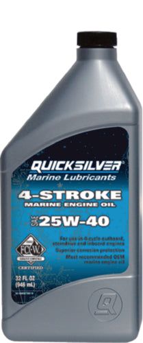 Mercury / Quicksilver 8M0078619 SAE25W-40 4 Stroke Marine Engine Oil - 1 Quart