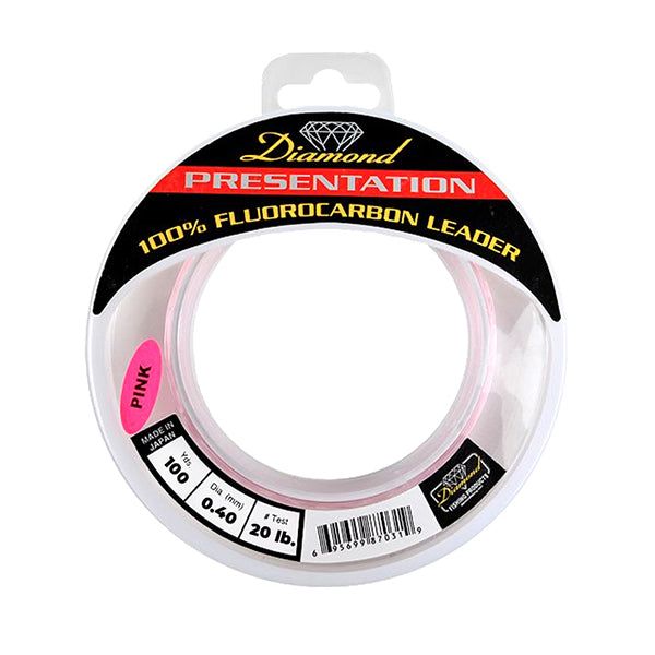 Momoi Diamond Fluorocarbon "Presentation" Leader - 20 Pounds 100 Yards - Pink