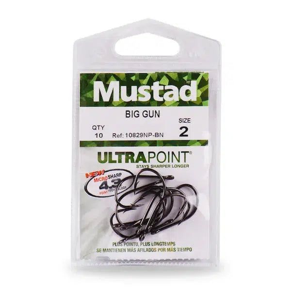 Mustad 10829NP-BN-7/0-25U Big Gun Ultra Point Hooks - Black Nickel (25 Pack), Size 7/0