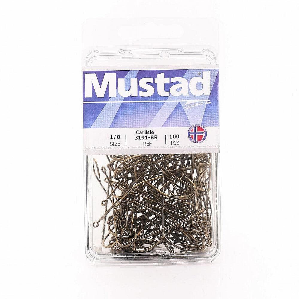 Mustad 3191-BR-6-10 Classic Carlisle Bait Hooks - Bronze (10 Pack), Size 6