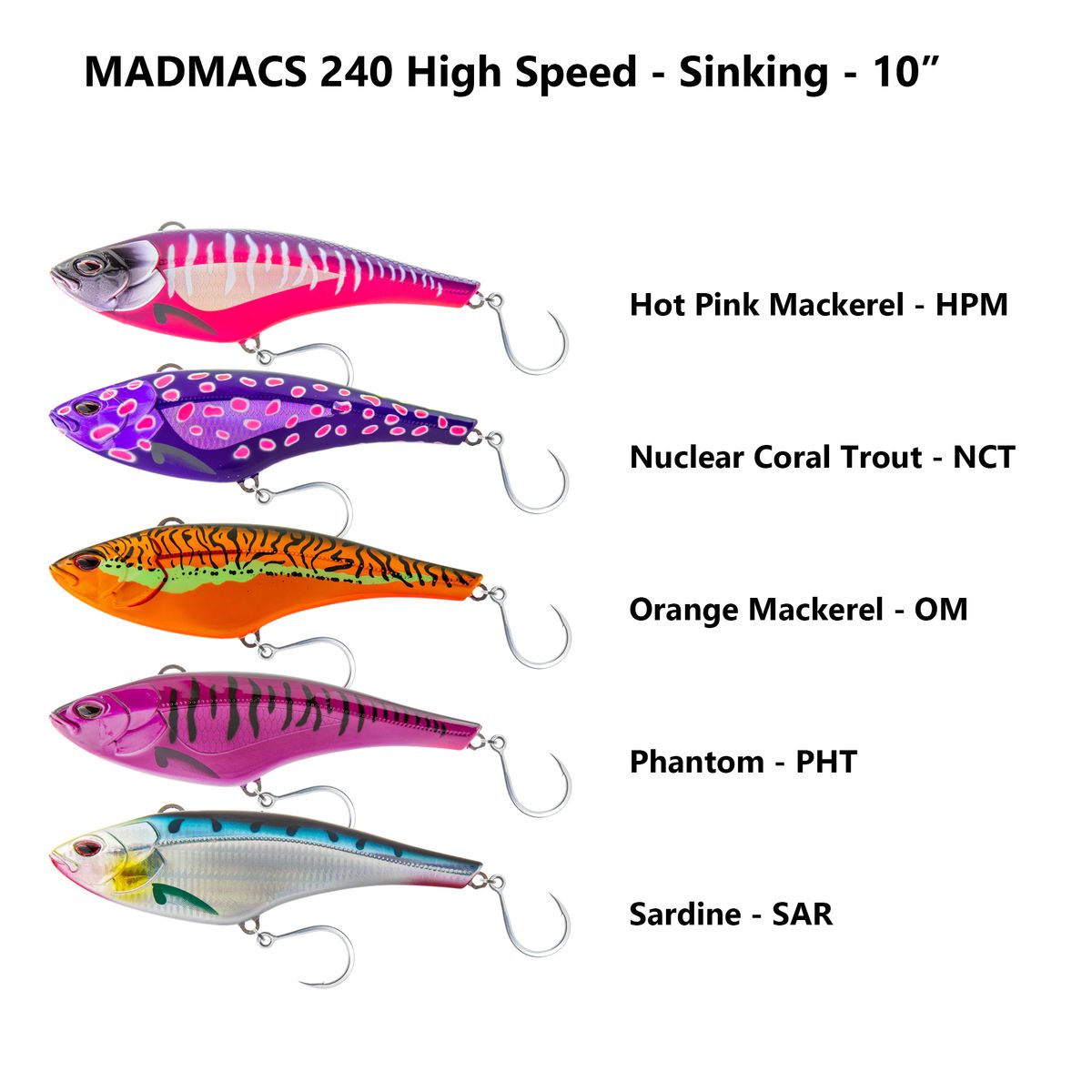 NOMAD DESIGN MADMACS 240mm 10-Inch-High Speed Sinking Lure w/ BKK Hooks (393g)