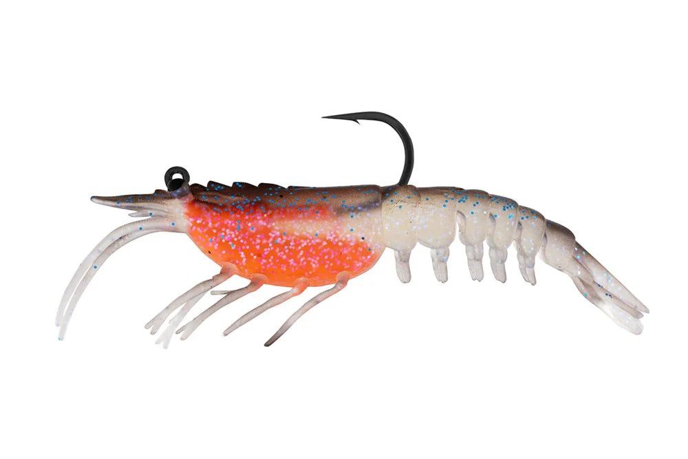 LIVE OPS Tideline Shrimp 3.5" - 1/4oz- Brown Flasher Tiger (Two Pack)