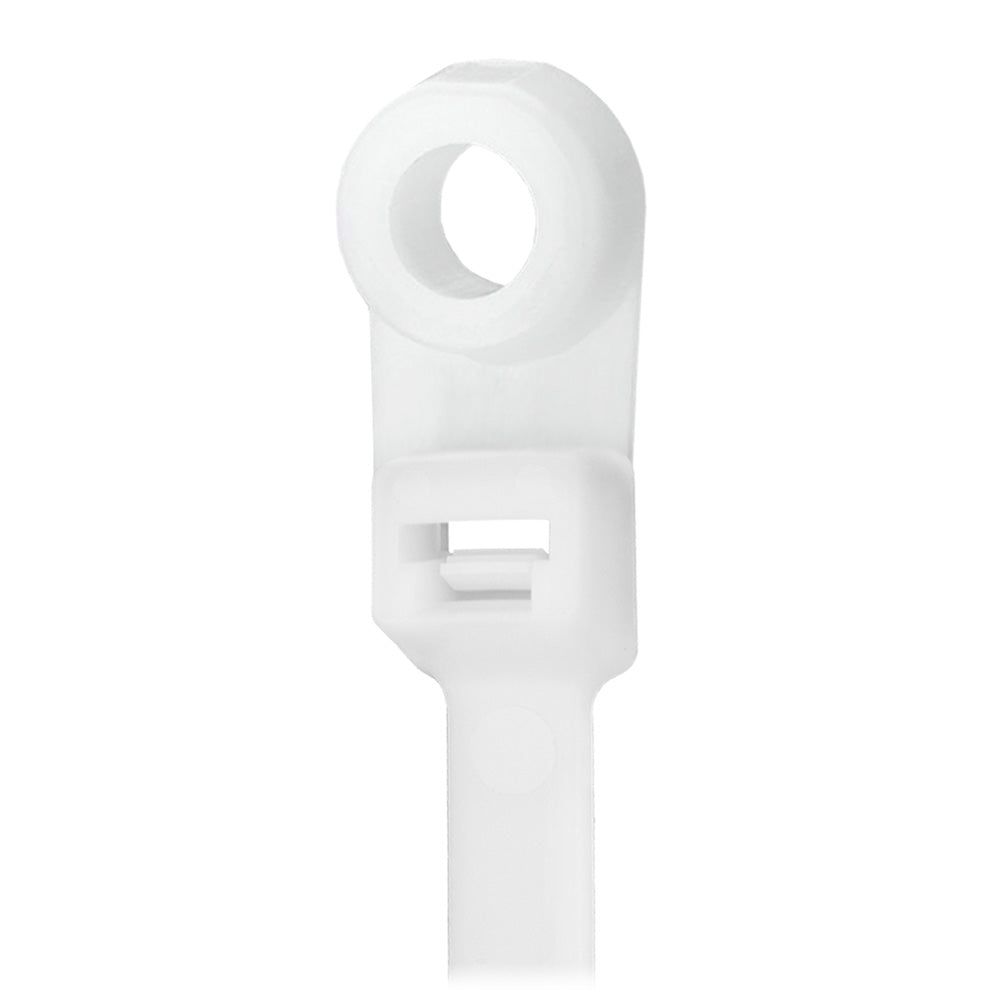 Pacer 8" Cable Tie with Mounting Ring - Natural Color - 50lb Tensile Strength - 2" Bundle Diameter - 100 Piece Bag