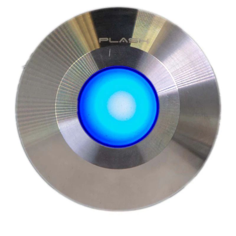 PLASH LIGHTING Gravity Surface Mounted LED Deck Light - Stainless Steel - Blue