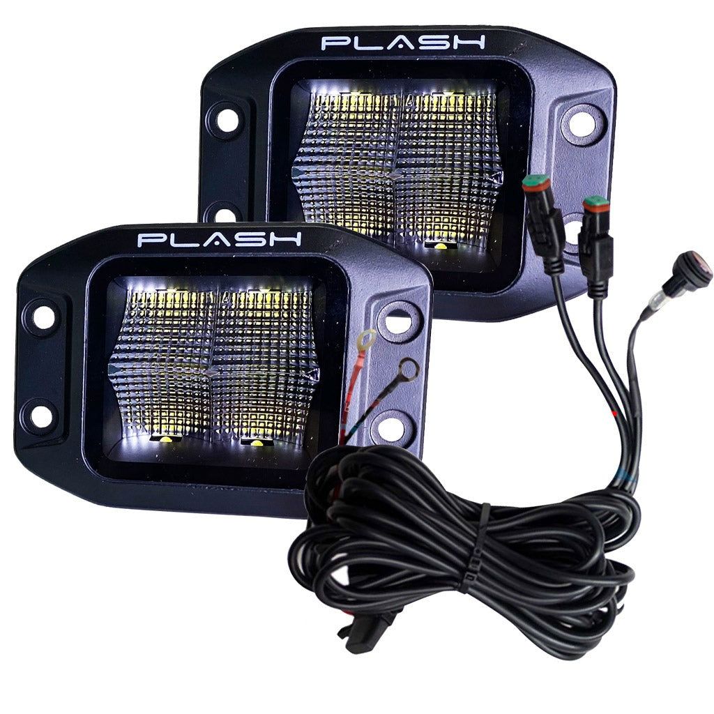 Plashlights X2 Series Cube 40W 160 Degree Flood Flush Mount LED Light Kit - Black Housing