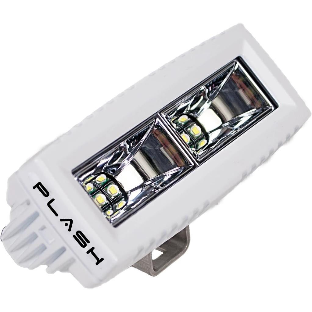 Plashlights 40W Single Light Low Profile LED Light - 120 Degree Scene Flood - DuPont Marine White Coating