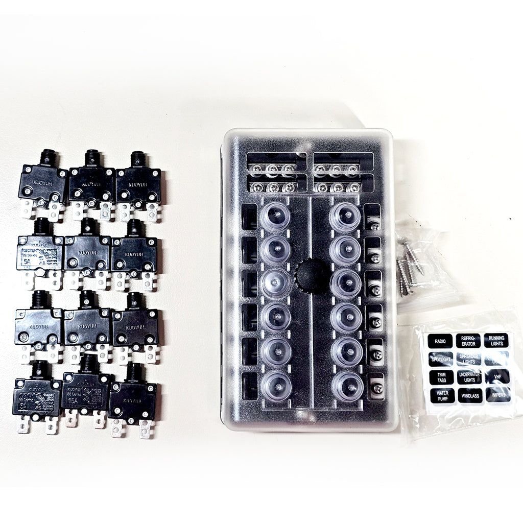 12 Channel Distribution Panel with Resettable Breakers