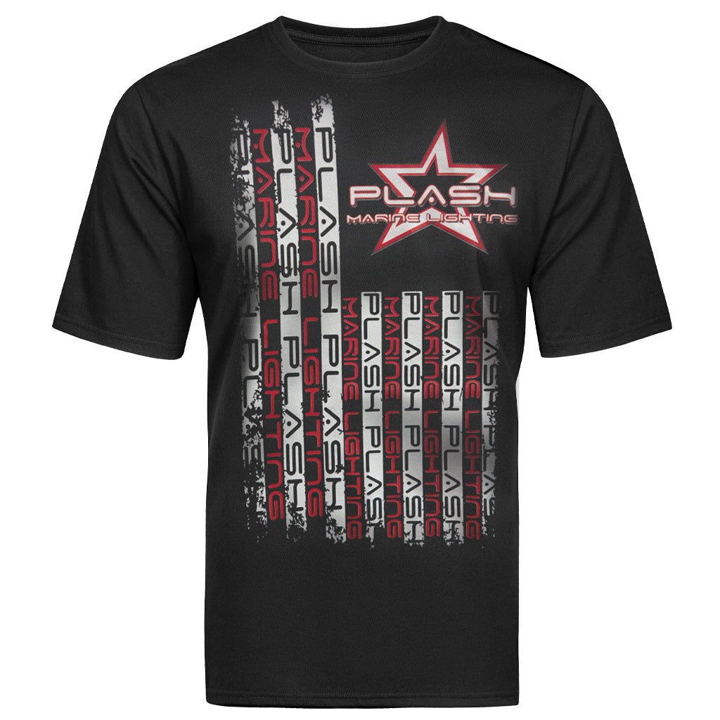 Plash Flag Design Crew Neck T-Shirt Black