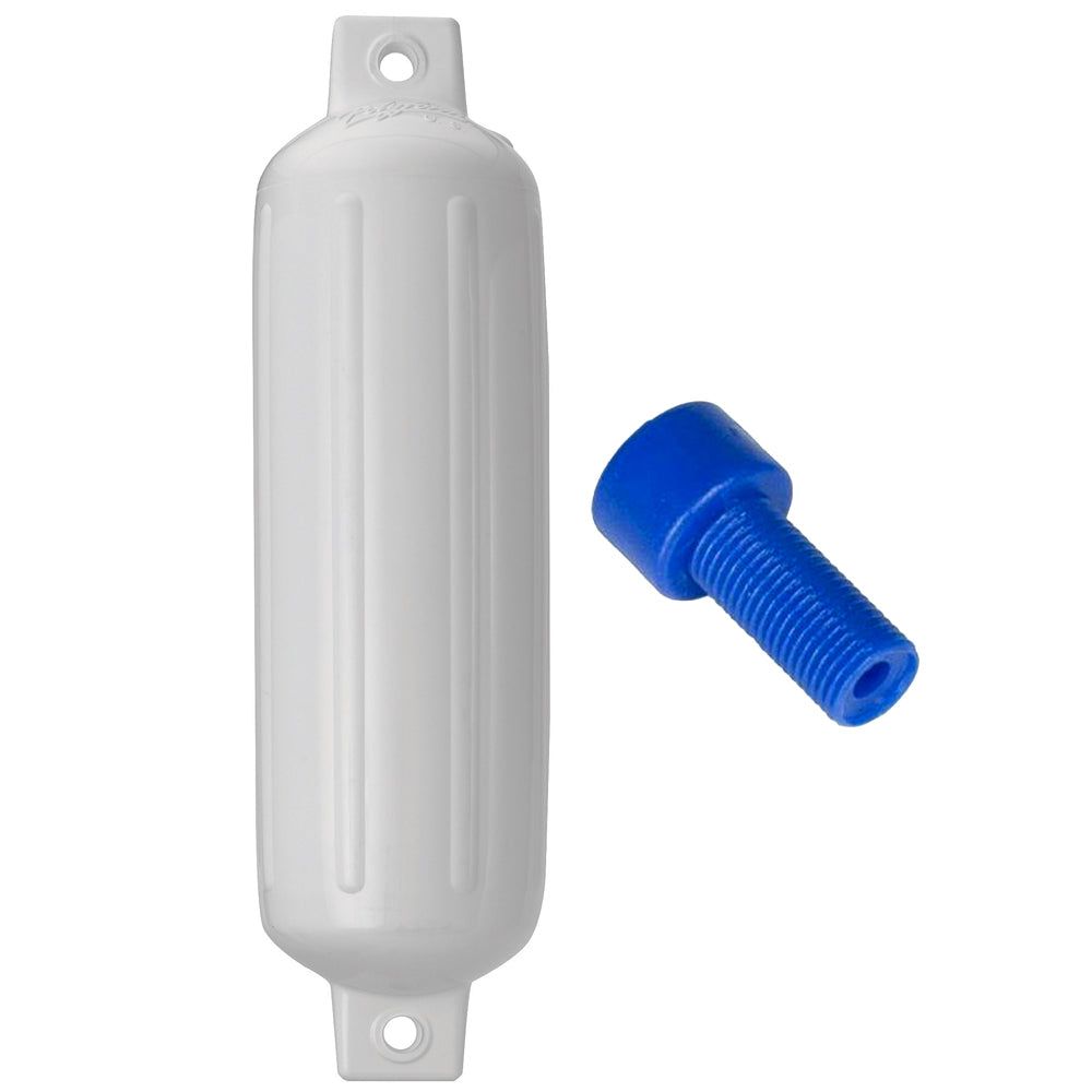Polyform G-4 Twin Eye Fender 6.5" x 22" - White w/Adapter