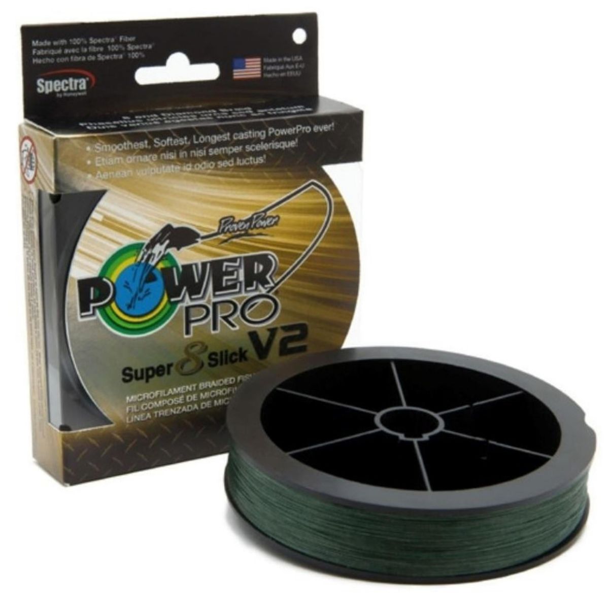 Power Pro 31500100300E Super 8 Slick V2 Braided Fishing Line (10lb., 300yds.) - Moss Green