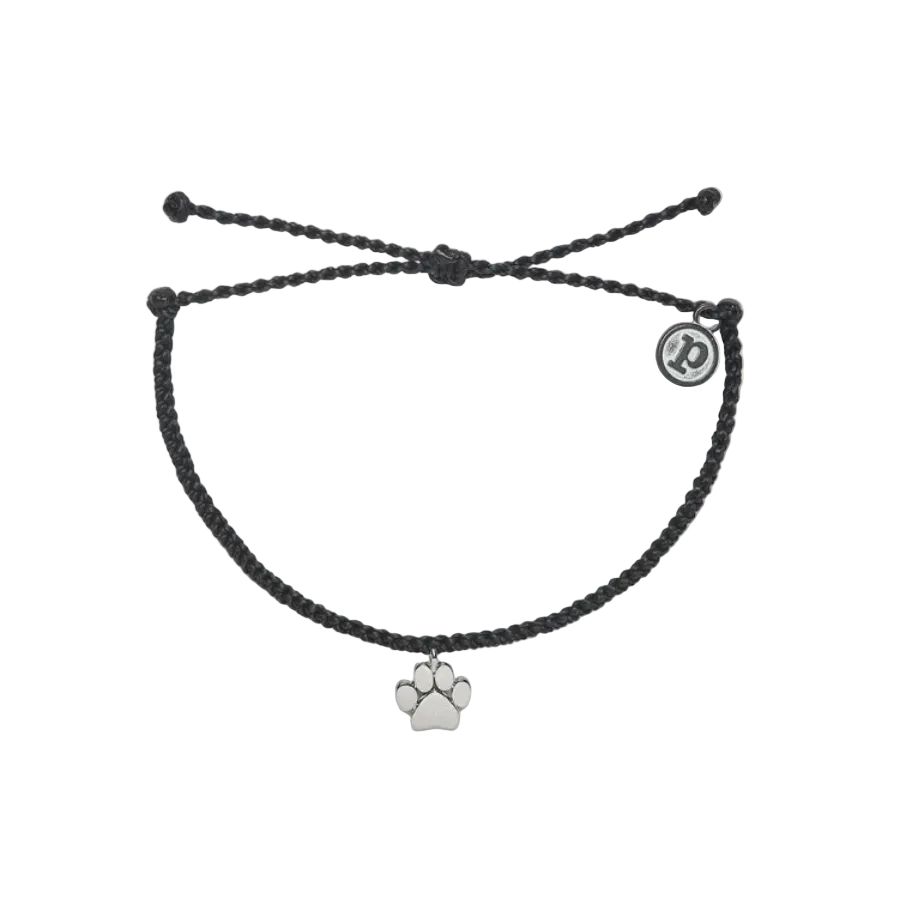 PURA VIDA PAW PRINT CHARM BLACK BRACELET