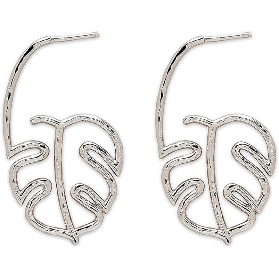 PURAVIDA PALM LEAF HOOP EARRINGS