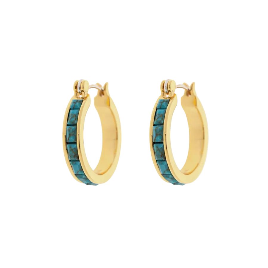 PURAVIDA TURQUOISE TILE HOOP EARRINGS