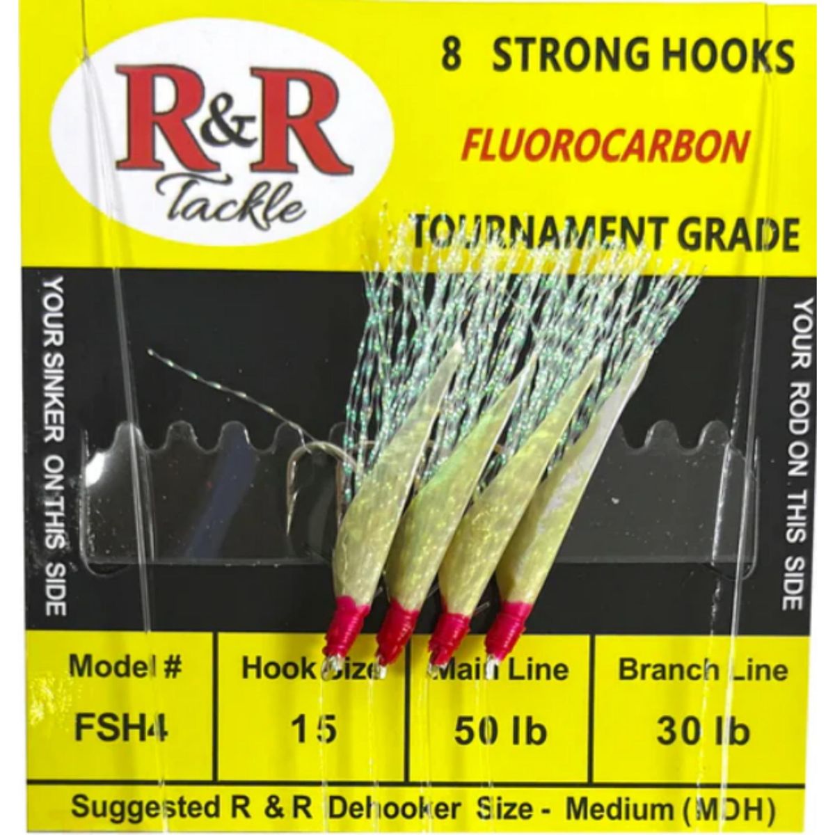 R&R Tackle Tournament Grade Sabiki Rig hooks with Flash & Fish Skin