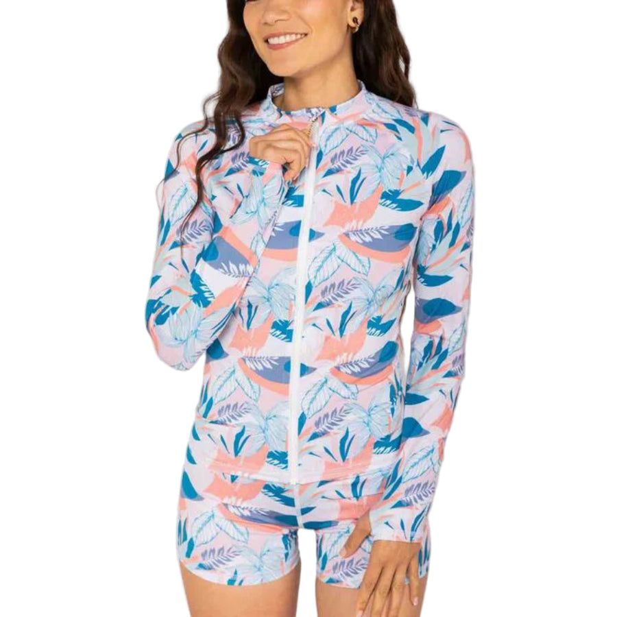 REEL SKIPPER MODERN TROPICAL FULL ZIP RASH GUARD