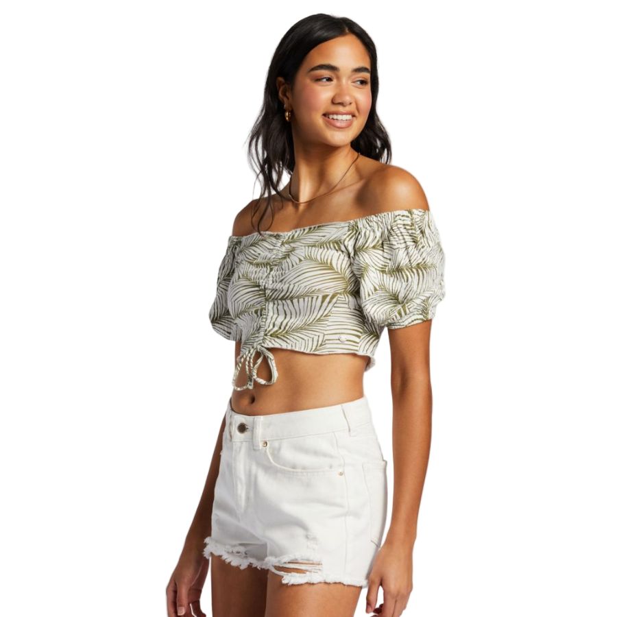 ROXY FLIRTY WALK CROPPED RUCHED CROP TOP