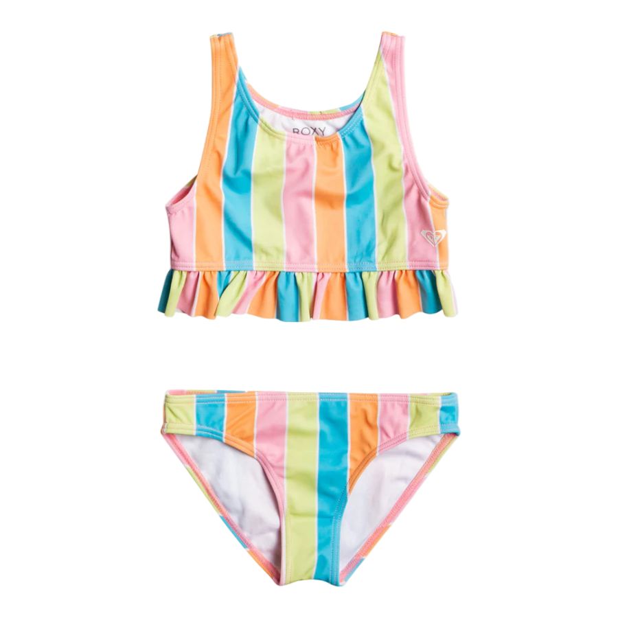 ROXY GIRL'S COLORS OF THE SUN TWO PIECE CROP TOP BIKINI SET