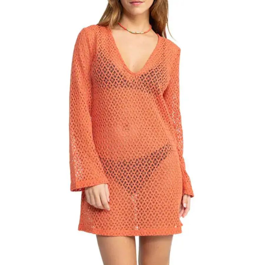 ROXY LOVE COASTLINE LONG SLEEVE CHOCHET BEACH DRESS
