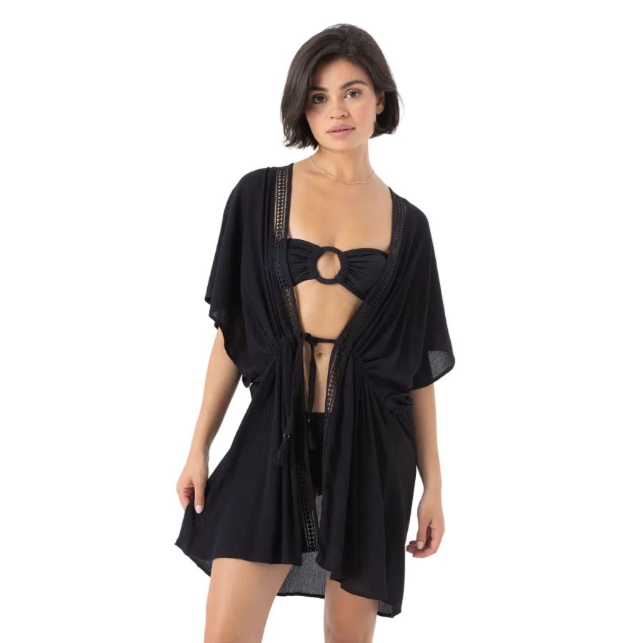 ROXY SUN KISSED KIMONO LACE TRIM DRESS