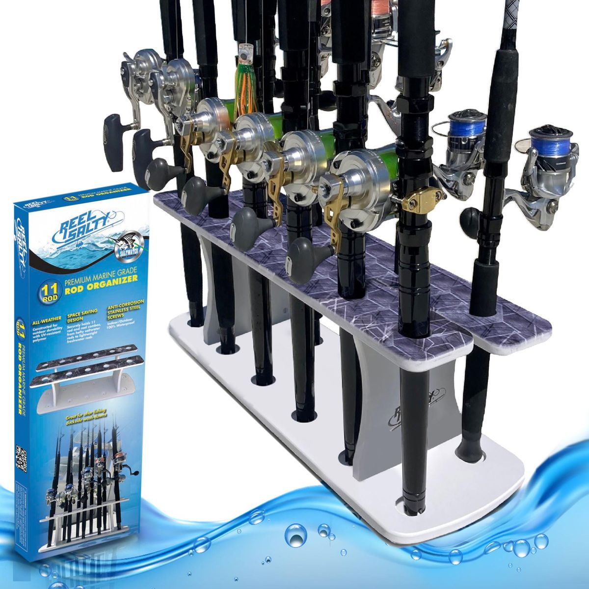 Reel Salty 11 Rod 2-Tier floor Rack