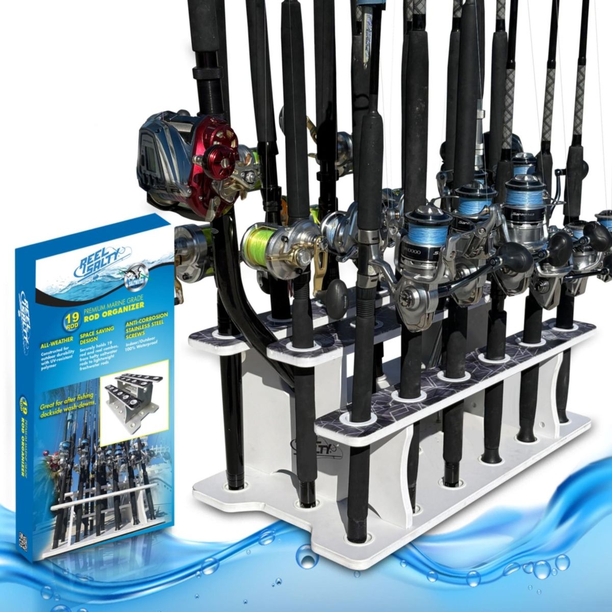 Reel Salty 19 Rod 3 Tier Floor Rod Rack