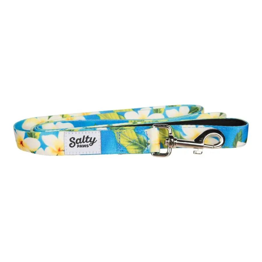 SALTY PAWS DOG LEASH BLUE PLUMERIA