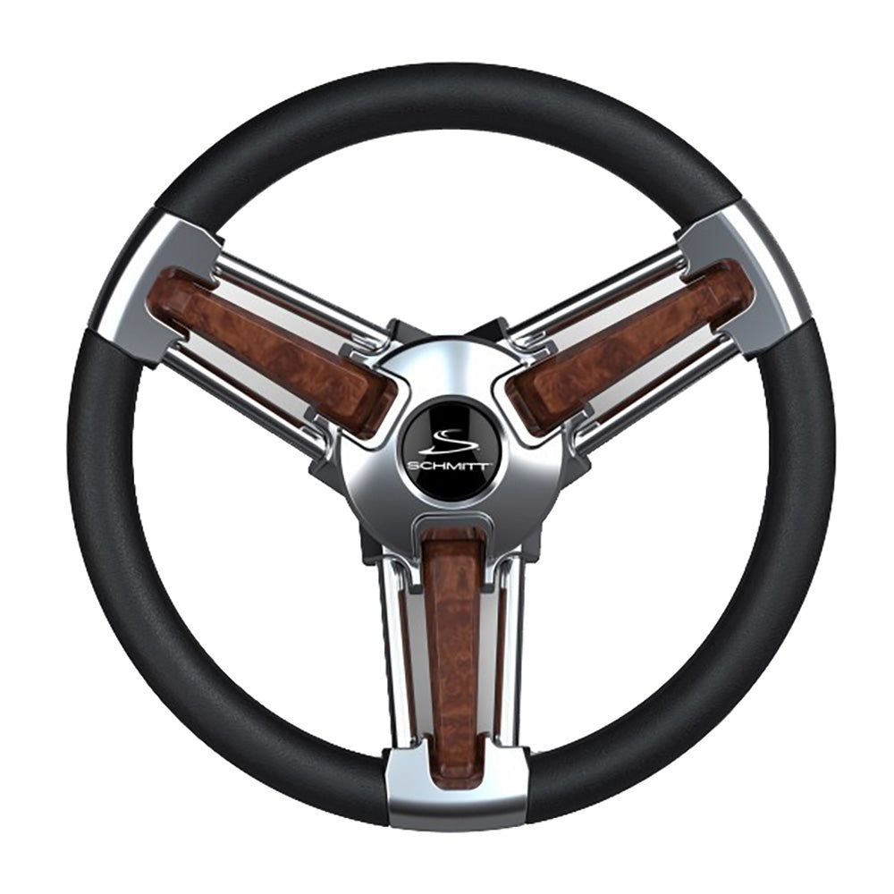 Schmitt Marine Burano Wheel 14" 3/4" Tapered Shaft Burl Polyurethane with Stainless Spoke