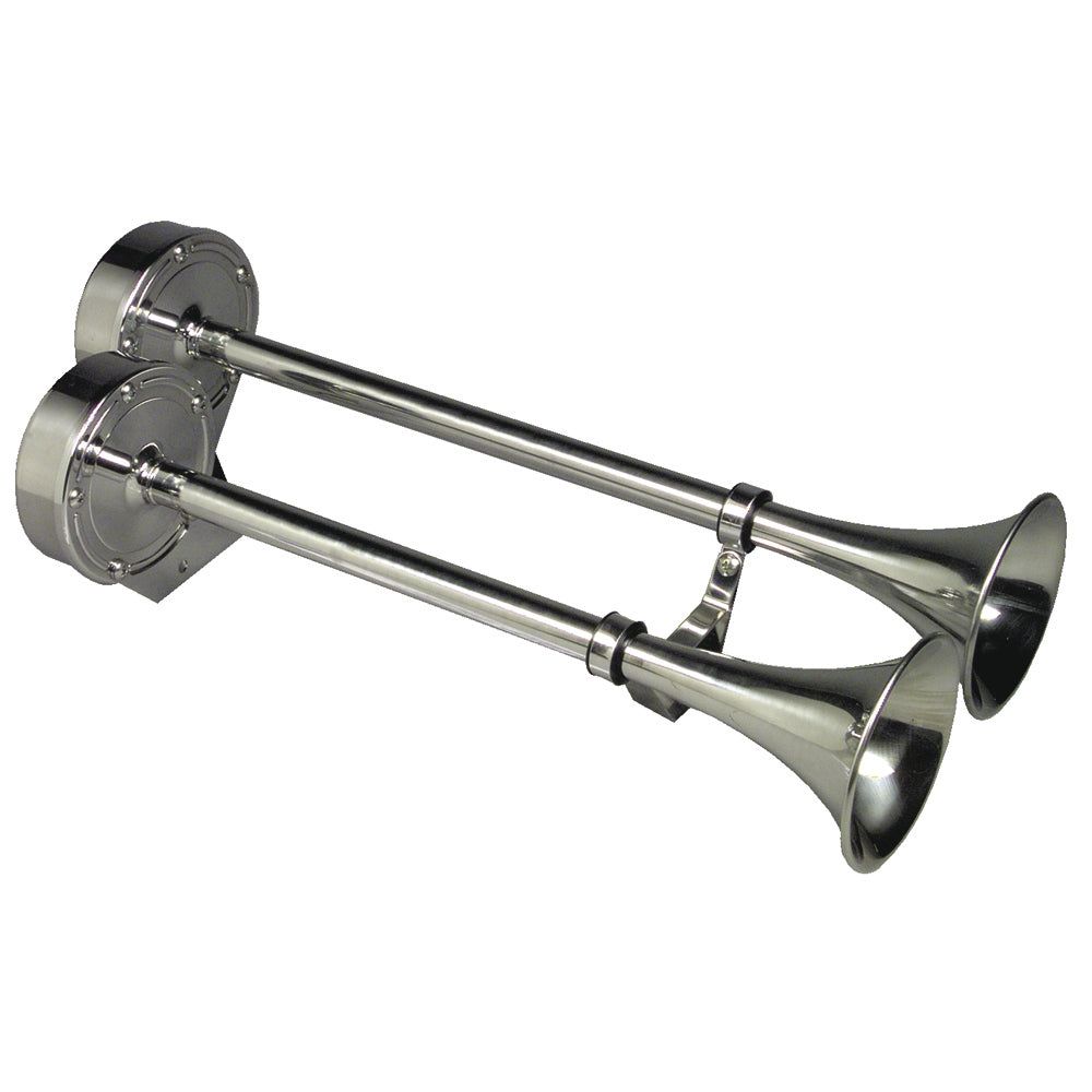 Schmitt Marine Deluxe All-Stainless Dual Trumpet Horn 12V