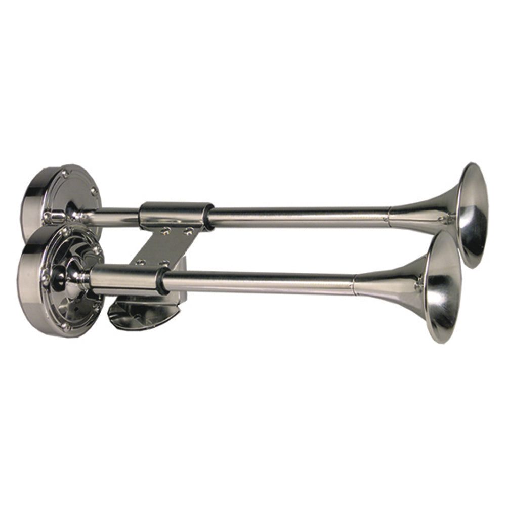 Schmitt Marine Deluxe All-Stainless Shorty Dual Trumpet Horn 12V