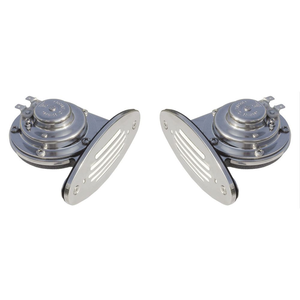 Schmitt Marine Mini Stainless Steel Dual Drop-In Horn with Stainless Steel Grills High Low Pitch