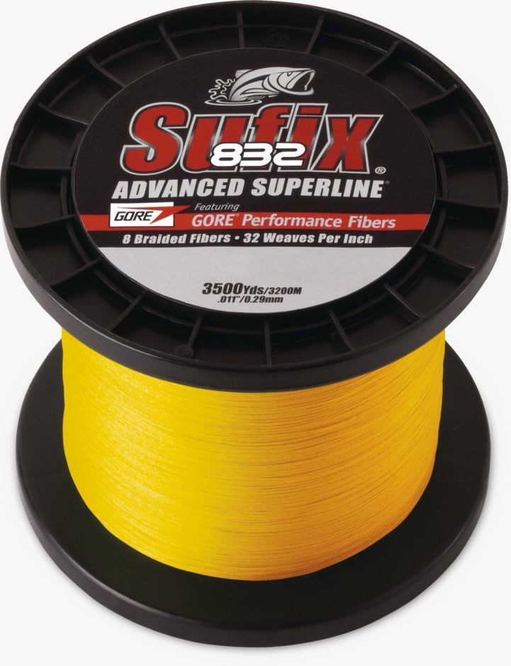 Sufix 832 660-480Y Advanced Superline Braid (80lb., 3500yds.) - Hi-Vis Yellow