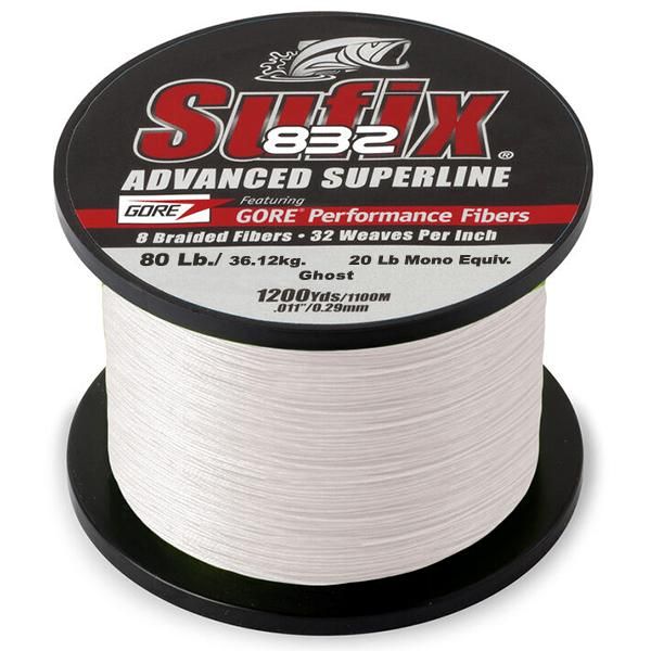 Sufix 832 Advanced Superline Braid - 80 Pounds 1200 Yards - Ghost