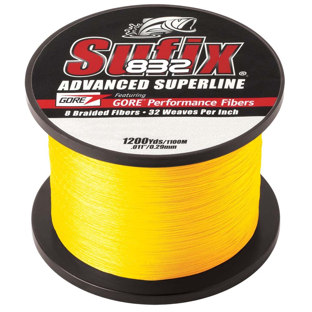 Sufix 832 660-365Y Advanced Superline Braid (65lb., 1200yds.) - Hi-Vis Yellow