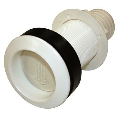T-H Marine Recessed Threaded Thru-Hull Scupper - White with Black Flapper