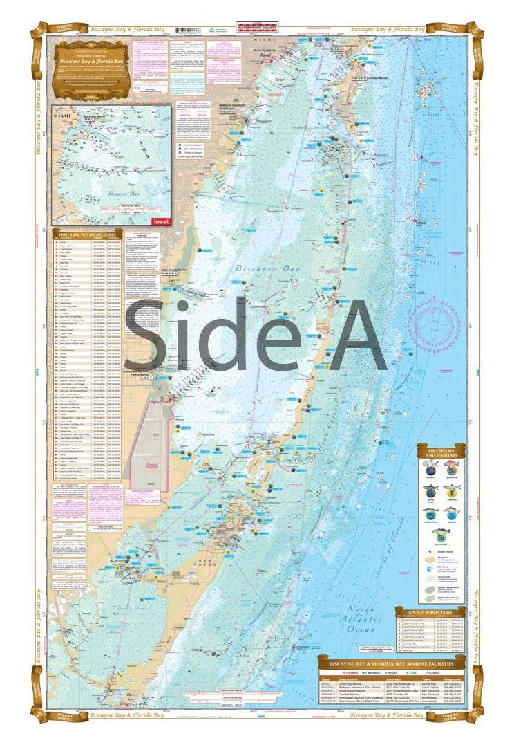 Waterproof Charts 33F Biscayne Bay to Florida Bay Inshore Fishing
