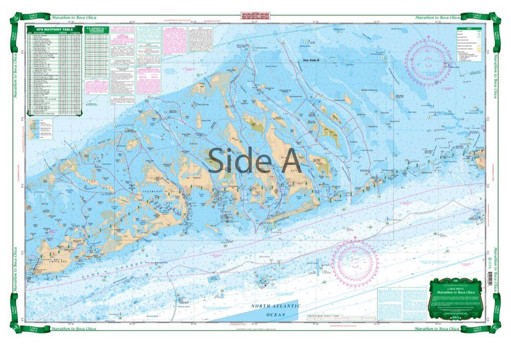 Waterproof Charts 34E Marathon to Boca Chica Large Print Navigation