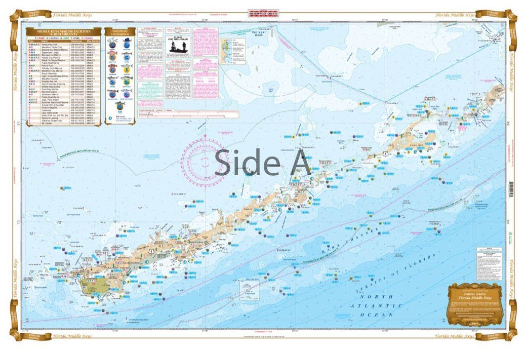 Waterproof Charts 34F Florida Middle Keys Inshore Fishing