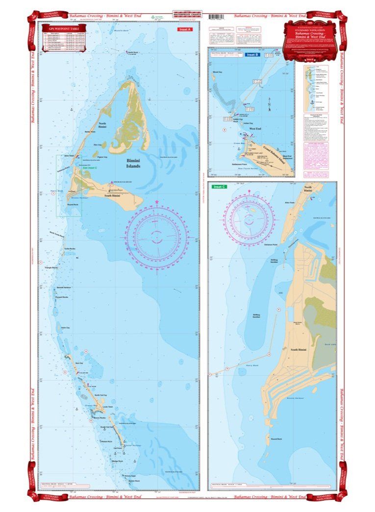 Waterproof Charts 38B Bahamas Crossing Bimini and West End Navigation