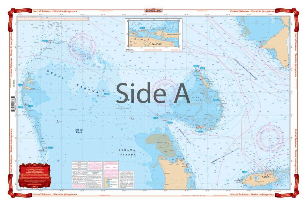 Waterproof Charts 38C Central Bahamas €“ Bimini to Georgetown Navigation